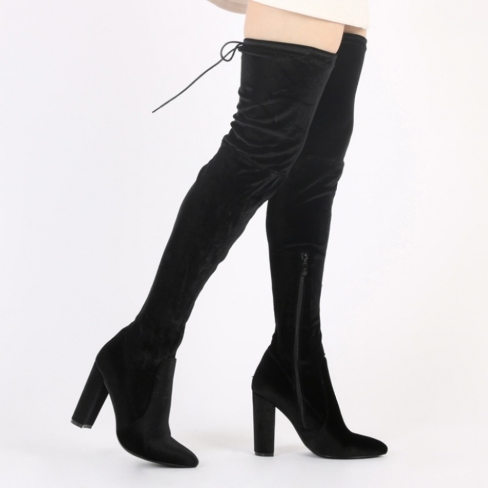 Public Desire Thigh High Velvet Boots